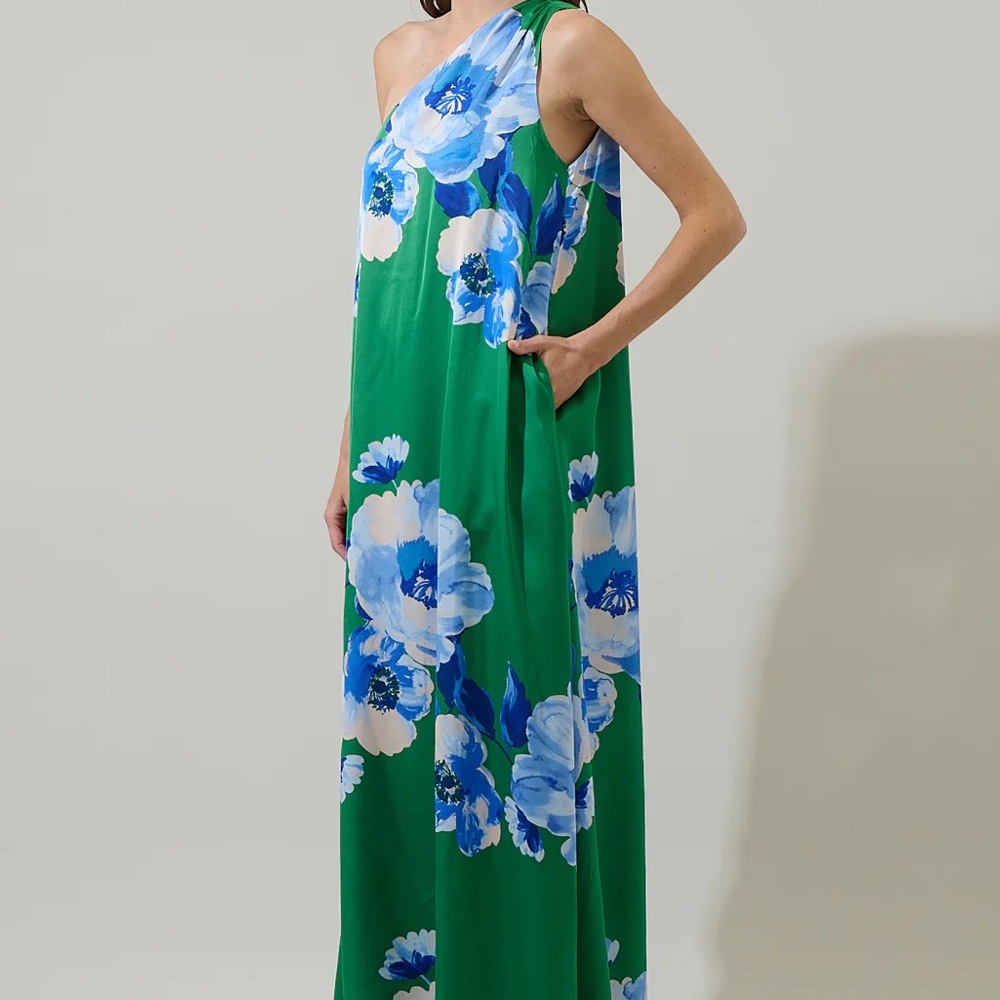 SUGARLIPS Glena Floral One-Shoulder Maxi Dress NWT